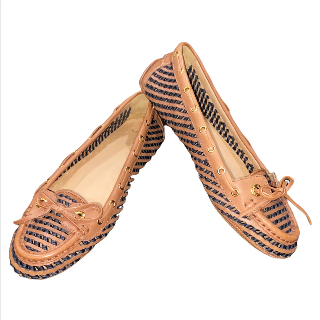 Aerin Aerin Lauder Black Brown Woven Bow Loafers Driving Moccasins Shoes Sz 9.5